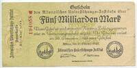 Deutsches Reich Weimar Altona 5 Milliarde Mark Banknote Inflation GB788 - Altonaisches Unterstützungs-Institut - Notgeld Paper Money Germany -