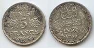 Tunesien Französisches Protektorat 5 Francs Silber H0339 - Ahmad II. 1929-1942 - French Protectorate Tunisia -