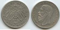 Deutsches Reich Kaiserreich Baden 5 Mark Silber S0180 - King Friedrich I. 1856-1907 German state Baden -