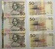 Schweden 3 x 50 Kronor Geldscheine Lot GB466 - Jenny Lind - 3 Banknoten mit fortlaufenden Seriennummern - Sweden -