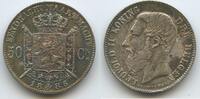 Belgien Königreich 50 Centimes Silber M#6678 - Der Belgen RAR Leopold II. 1865-1909 Belgique Belgium -