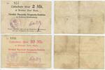 Deutsches Reich Kaiserreich 2 und 10 Mark Lot Notgeldscheine GB355 - Fürstlich Plessische Bergwerks-Direktion zu Schloss Waldenburg -