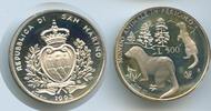 San Marino 500 Lire Silber G1591 - Iltisse Proof Wildlife Protection -