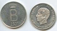 Belgien Königreich 250 Francs Silber GS850 -25th Anniversary of Accession of King Baudouin Belgium -