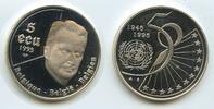 Belgien Königreich 5 Ecu Silber GS116 - 50th Anniversary United Nations Belgium -