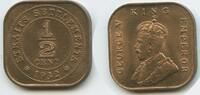 Straits Settlements Singapur Malaysia ½ Cent G6270 - RAR King George V. Malaysia -