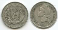 Dominikanische Republik 25 Centavos Silber G15412 - Dominican Republic Indian woman -