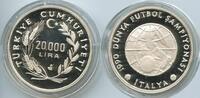 Türkei Republik 20.000 Lira Silber G0410 - Fussball WM Italien World Cup 1990 Italy - Turkey -
