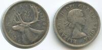 Kanada 25 Cents Silber G6543 - Karibu Renntier Elisabeth II. 1952-2022 Canada -