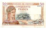 France - Frankreich 50 Francs 26/08/1937 Cérès F+ 209.18 元  ＋  124.25 元 运费