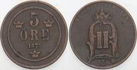 Schweden 5 Öre Oskar II. 1872-1907. -