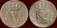 Koninkrijk der Nederlanden ½ Cent 1821 NEDERLAND (NETHERLANDS, KINGDOM) ... 6,568.25 元 含税 ＋  418.36 元 运费