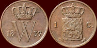 Koninkrijk der Nederlanden 1 Cent NEDERLAND (NETHERLANDS, KINGDOM) - WILLEM I, 1815-1840 - 1837, Utrecht -