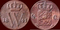 Koninkrijk der Nederlanden ½ Cent 1841 NEDERLAND (NETHERLANDS, KINGDOM) ... 753.05 元 含税 ＋  334.69 元 运费