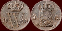 Koninkrijk der Nederlanden ½ Cent 1843 NEDERLAND (NETHERLANDS, KINGDOM) ... 585.70 元 含税 ＋  334.69 元 运费