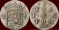 Utrecht Dubbele wapenstuiver NOORDELIJKE NEDERLANDEN (NETHERLANDS) - REPUBLIEK, 1581-1795 - UTRECHT - 1794, Utrecht -