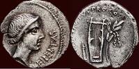 AR Denarius ROMAN IMPERATORS - MARCUS JUNIUS BRUTUS - military mint traveling with Brutus in Lycia, spring to early summer -
