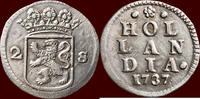 Holland Dubbele wapenstuiver NOORDELIJKE NEDERLANDEN (NORTHERN NETHERLANDS) - REPUBLIEK, 1581-1795 - HOLLAND - 1737, Dordrecht -