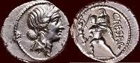AR Denarius ROMAN REPUBLIC - JULIUS CAESAR, 49-44 BC - North Africa -