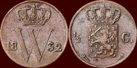 Koninkrijk der Nederlanden ½ Cent NEDERLAND (NETHERLANDS, KINGDOM) - WILLEM I, 1815-1840 - 1832, Utrecht -