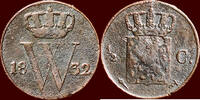 Koninkrijk der Nederlanden ½ Cent NEDERLAND (NETHERLANDS, KINGDOM) - WILLEM I, 1815-1840 - 1832, Utrecht -