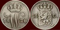 Koninkrijk der Nederlanden 25 Cents 1826 NEDERLAND (NETHERLANDS, KINGDOM... 251.02 元 含税 ＋  334.69 元 运费