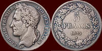 5 Francs BELGIUM, KINGDOM - LEOPOLD I, 1831-1865 - -