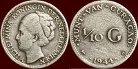 1/10 Gulden NEDERLAND (NETHERLANDS, KINGDOM) - NEDERLANDS WEST-INDIË (DUTCH WEST INDIES) - CURACAO - WILHELMINA, 1890-1948 - 1944, Denver -