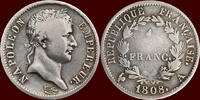 1 Franc FRANCE - FIRST EMPIRE - NAPOLEON I, 1804-1814 - 1808 A, Paris -