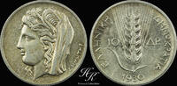 Greece 10 DRACHMAI Silver 10 drachmai Demeter 1930 AU Greece -