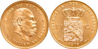 The Netherlands 10 gulden 1879/77 Willem III Pr+ -