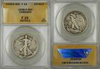 USA Half Dollar 1938-D Walking Liberty Coin 50C ANACS F 15 Damaged Details -