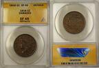 USA Large Cent Coronet Head 1c Coin ANACS EF-45 Details Damaged -