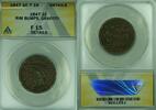USA Large Cent Braided Hair ANACS F-15 Details Rim Bumps-Graffiti (42) -