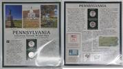 USA Quarter Pennsylvania Gettysburg Nat'l Mil. Park P&D w/2 Stamps Display Card -