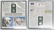 USA Quarter South Dakota Mt. Rushmore Nat'l Mem. P&D w/2 Stamps Display Card -