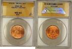 Weltmünzen Iceland 5A Five Aurar Copper Coin ANACS MS-63 Red (A) -