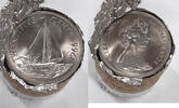 Weltmünzen 25 Cents Bahamas BU Coins w/Sailboat-KM#6 Roll of 15 in Wrapper as Shown -