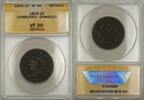 USA Large Cent Coronet Head 1C Coin ANACS VF 30 Details Corroded Damaged -