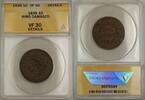 USA Large Cent Coronet Head 1C Coin ANACS VF 30 Details Rims Damaged -