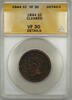 USA Large Cent Braided Hair 1c Coin ANACS VF-30 Details Cleaned -