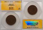 USA Large Cent 1c Coin ANACS AU 50 Details Corroded -