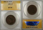USA Large Cent Braided Hair 1c Coin ANACS EF-45 -