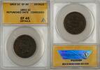 USA Large Cent Braided Hair 1C Coin ANACS EF 45 Details Repunched Date Corroded -