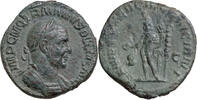 Trajan Decius (249-251) AE Sesterz Rom, GENIUS von ILLYRIEN neben Standarten, Feines Portrait! -