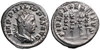 Philippus I. Arabs (244-249) AR Denar Rom. AQUILA zwischen Standarten. -