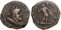 Postumus (259-268) AE Doppelsesterz/Sesterz Lyon. VIRTUS mit Schild und Lanze. Attraktive Oberfläche! -