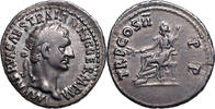 Trajan (98-117) AR Denar Rom, 98. PAX thront, hält Zweig und Zepter. -