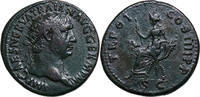 Trajan (98-117) Æ Dupondius Rom. Abundantia thront auf Füllhörnern, hält Zepter. -