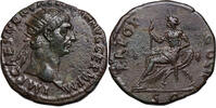 Trajan (98-117) Æ Dupondius Rom, 98/99. Abundantia thront auf Füllhörnern, hält Zepter. Gute Details! -